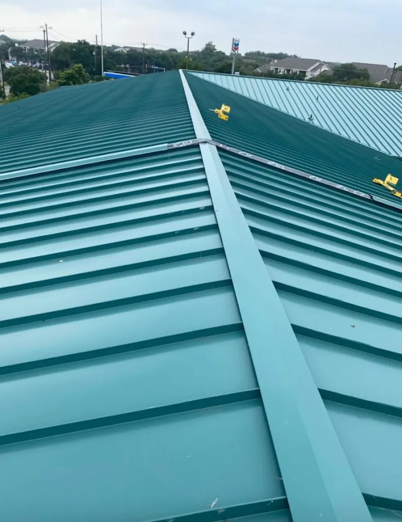 Green commercial metal roof ridge and valley for Metal Roof Repair in Lehigh